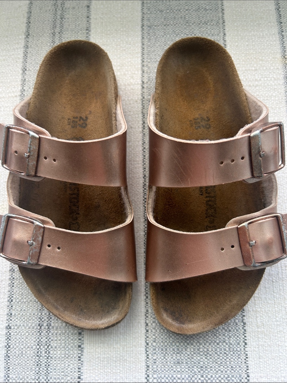 Girls Metallic Bronze Double-Buckle Birkenstocks Size 29
